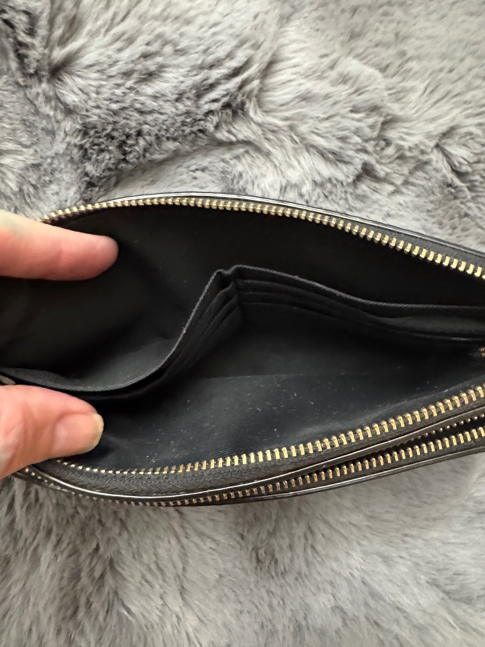 Coach Black Pebbled Leather Wristlet with Gold Accent - Picture 7 of 8